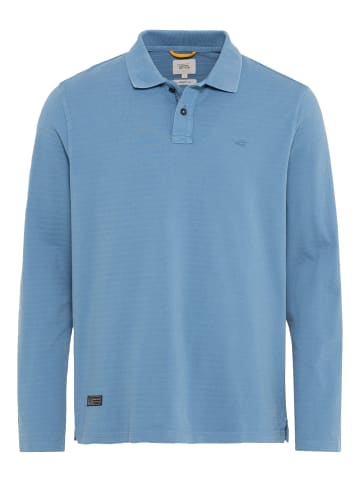 Camel Active Langarm-Poloshirt aus reiner Baumwolle in Blau