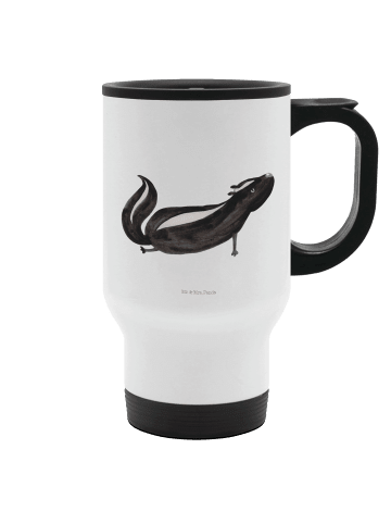 Mr. & Mrs. Panda Kaffee-Thermobecher Stinktier Yoga ohne Spruch in Weiß