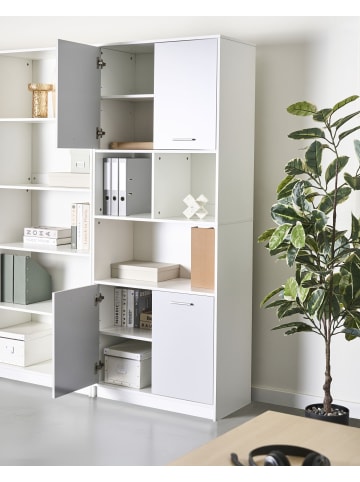 Beliani Bücherregal ZEHNA in Grau/Weiß - (W) 80 x (H) 197 x (L) 40 cm