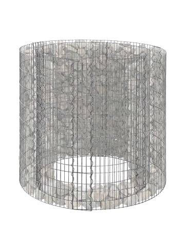 relaxdays Gabione "rund" in Silber - (H)80 x (Ø)90 cm