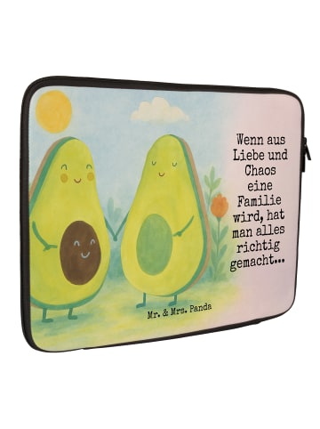 Mr. & Mrs. Panda Laptop Tasche Avocado Pärchen Design mit Spruch in Weiß