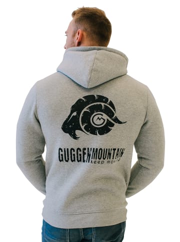 GUGGEN MOUNTAIN Kapuzenpullover Fleece Hoodie mit Logo in Grau
