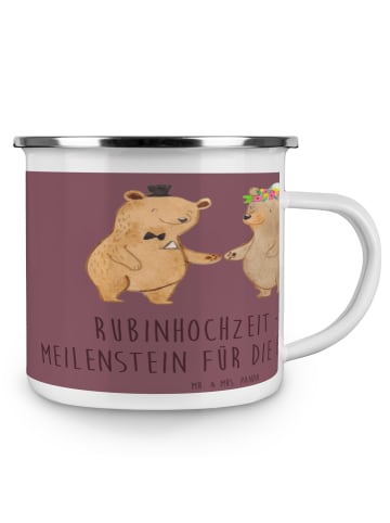 Mr. & Mrs. Panda Camping Emaille Tasse 40. Hochzeitstag Rubinhoc... in Kaffa Coffee