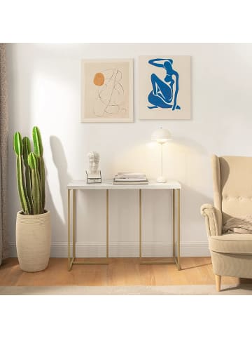 SoBuy Konsolentisch in Weiß/ Gold - (B)100 x (H)75 x (T)36cm