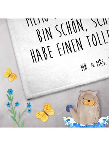 Mr. & Mrs. Panda Handtuch Otter Blumenstrauß mit Spruch in Weiß