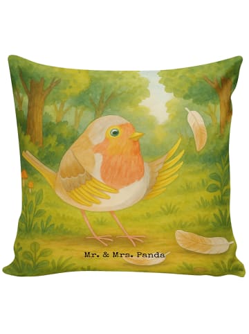 Mr. & Mrs. Panda Sofakissen Rotkehlchen Federn Design ohne Spruch in Weiß