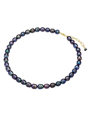 Valero Pearls Perlen-Kette Sterling Silber Süßwasser-Zuchtperle in blau