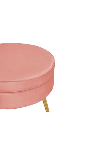 SalesFever Polsterhocker rund mit goldfarbenem Chromgestell und Samtbezug in Rose