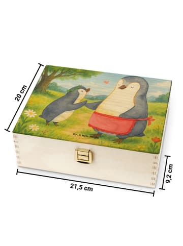Mr. & Mrs. Panda Teebox Pinguin mit Kind Design ohne Spruch in Weiß