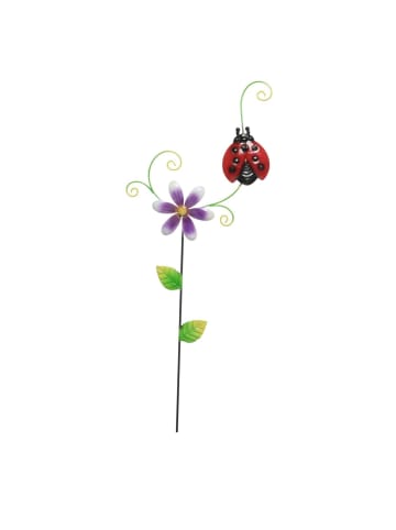 MARELIDA Gartenstecker Blume mit Marienkäfer Deko Gartenspieß H: 62cm in bunt