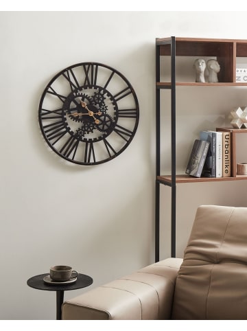 Beliani Wanduhr PETRER in Schwarz - (W) 60 x (H) 60 x (L) 3 cm