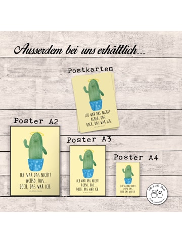 Mr. & Mrs. Panda Poster Kaktus Heilig mit Spruch in Gelb Pastell