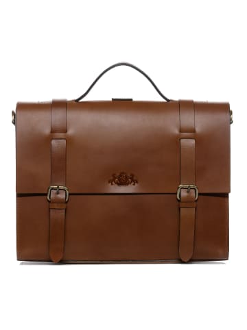 SID & VAIN Leder-Aktentasche Leder Businesstasche Unisex BOSTONDUO in braun