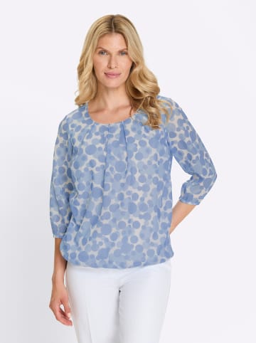Sieh an! Schlupf-Bluse in ecru-himmelblau-bedruckt