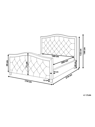 Beliani Doppelbett AUREL in Beige - (W) 174 x (H) 144 x (L) 216 cm