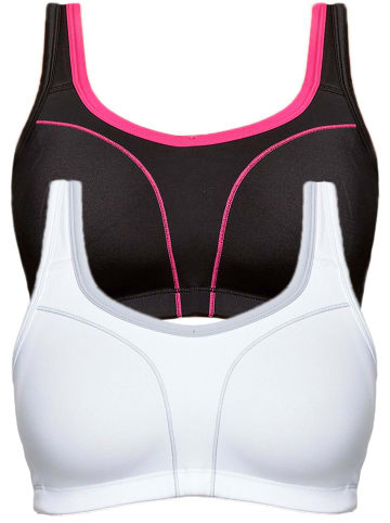 SUSA 2er Pack Sport BH Move high in schwarz-pink weiß-grau