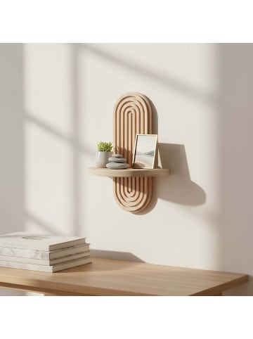 relaxdays 2 x Wandregal in Natur - (B)21,5 x (H)30 x (T)12 cm