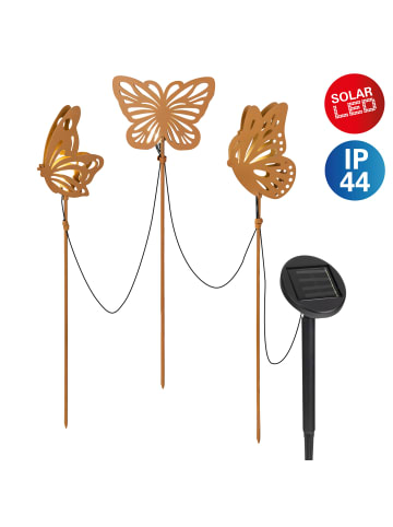näve LED Solarleuchte "BUTTERFLY" in braun - (L)10 cm x (B)3 cm x (H)52 cm