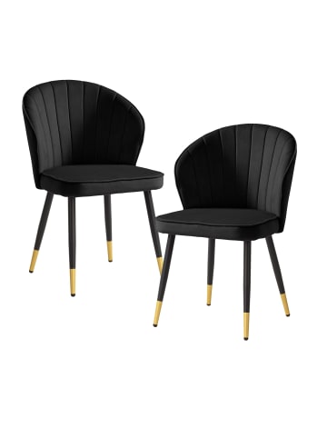 KADIMA DESIGN Esszimmerstuhl 2er Set Samt Küchenstuhl mit Metallbeinen, in Schwarz