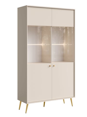 Feldmann-Wohnen Vitrine Rose sandbeige 105,5 / 40,5 / 191cm mit Beleuchtung