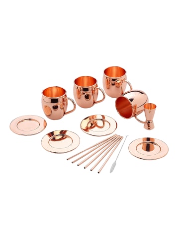 Echtwerk 13 tlg. Set Moscow Mule Kupferbecher 500 ml in Kupfer