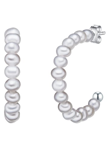 Valero Pearls Perlen-Creolen Sterling Silber Süßwasser-Zuchtperle in grau