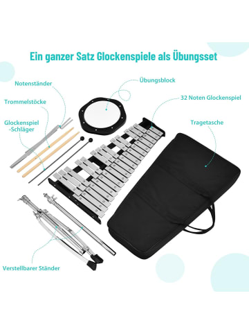 COSTWAY Xylophon 32 Tönen Glockenspiel in Schwarz