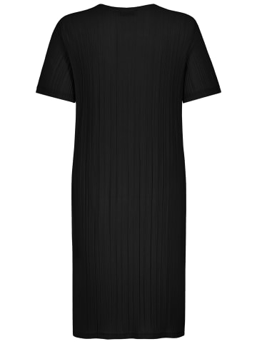 Sublevel Geripptes Kleid mit kurzem Arm und Rundhalsausschnitt in Schwarz-2