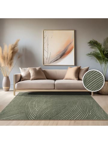 KADIMA DESIGN Teppich Kurzflor Struktur Wohnzimmer in Grün