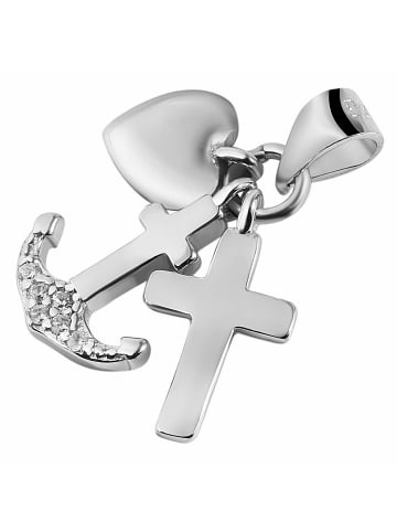 Adeliás Damen Anhänger Glaube Liebe Hoffnung aus 925 Silber mit Zirkonia in silber
