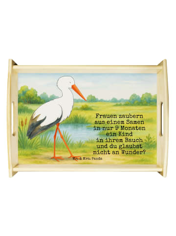 Mr. & Mrs. Panda Küchentablett Storch Design mit Spruch in Weiß