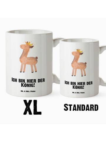 Mr. & Mrs. Panda Riesenkaffeetasse Lama König mit Spruch in Weiß