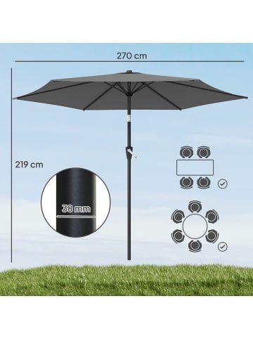 Outsunny Sonnenschirm,270cm x 270cm x 219cm,grau