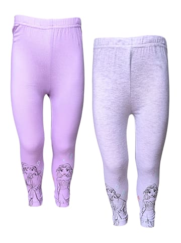 Disney Frozen 2er-Set:Leggings Disney Frozen Elsa & Anna in Lila-Grau