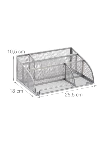 relaxdays Schreibtischorganizer in Silber - (B)25,5 x (H)10,5 x (T)18 cm