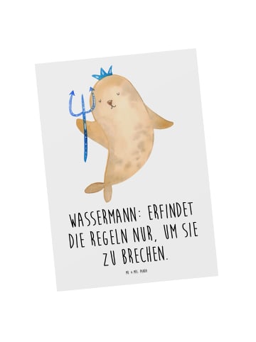 Mr. & Mrs. Panda Postkarte Wassermann Freigeist mit Spruch in Weiß