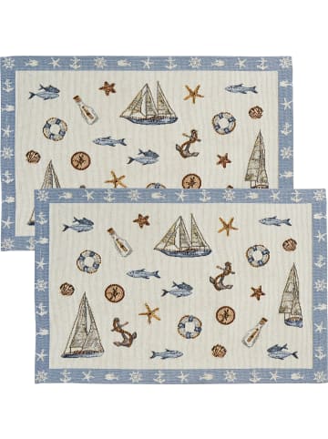 Sander Tischset 2er-Pack Sealife in blau-natur