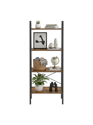 VASAGLE Leiterregal Barnet in Vintagebraun, Schwarz - (B)32 x (H)137.2 x (T)56 cm
