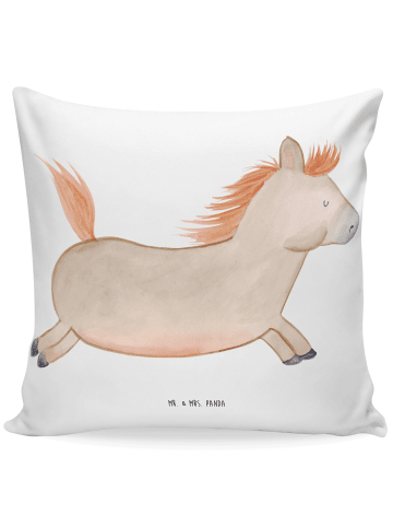 Mr. & Mrs. Panda Kissen 40x40 Pferd Springen ohne Spruch in Weiß
