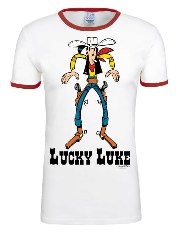 Logoshirt T-Shirt Lucky Luke in altweiss/rot