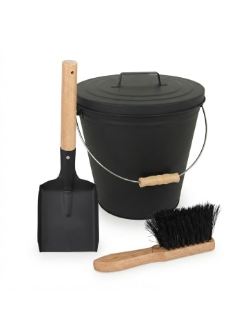 relaxdays 3-tlg. Ascheeimer Set in Schwarz - 20 Liter