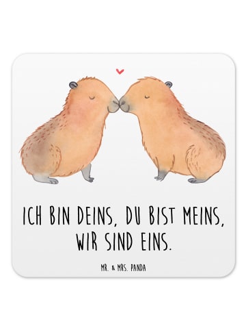 Mr. & Mrs. Panda Untersetzer Capybara Liebe mit Spruch in Weiß