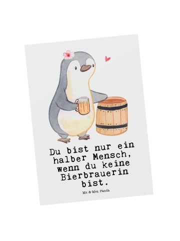 Mr. & Mrs. Panda Postkarte Bierbrauerin Herz mit Spruch in Weiß