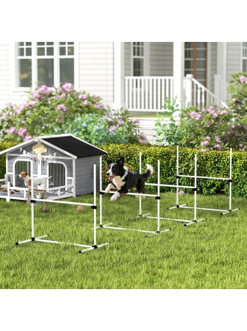 Pawhut Hunde Agility Set Weiß Kunststoff