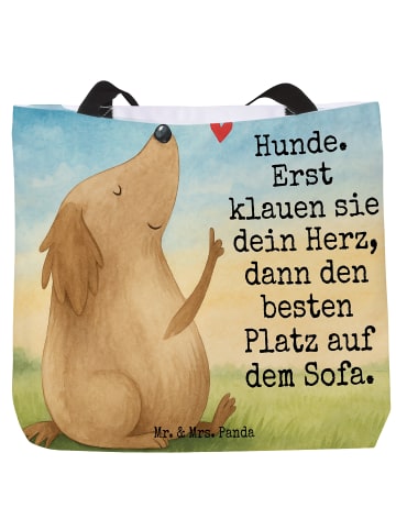 Mr. & Mrs. Panda Tote Bag Hund Liebe Design mit Spruch in Weiß