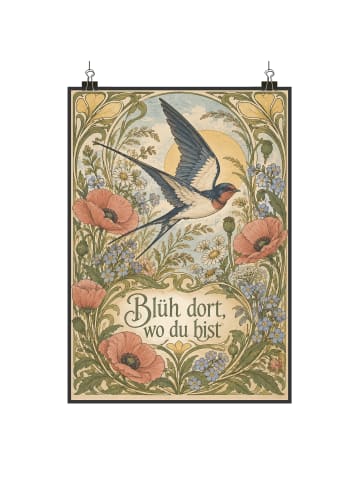Deko Bild Schwalbe romantisch Design mit Spruch in Weiß