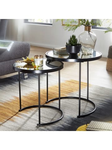 KADIMA DESIGN Design Beistelltisch Rund Ø 50/42 cm - 2 teilig mit Spiegel