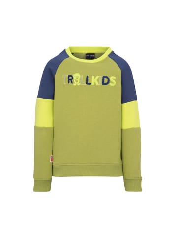 Trollkids Hoodie Trollfjord in kiwi/mystic blue