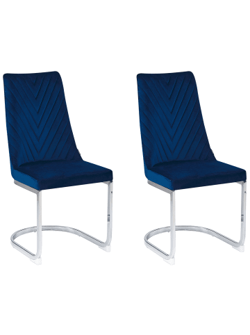 Beliani 2er-Set Esszimmerstuhl ALTOONA in Blau/Silber