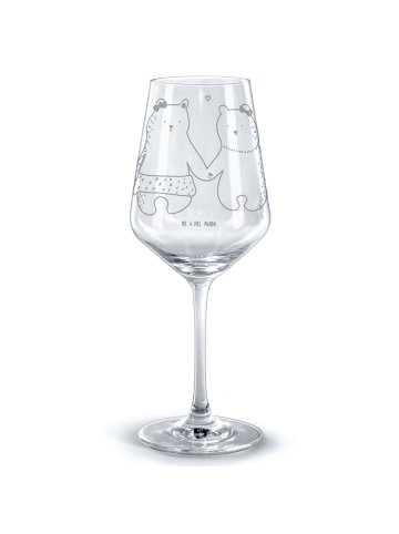 Mr. & Mrs. Panda glas für rotwein Bär Freundin ohne Spruch in Transparent